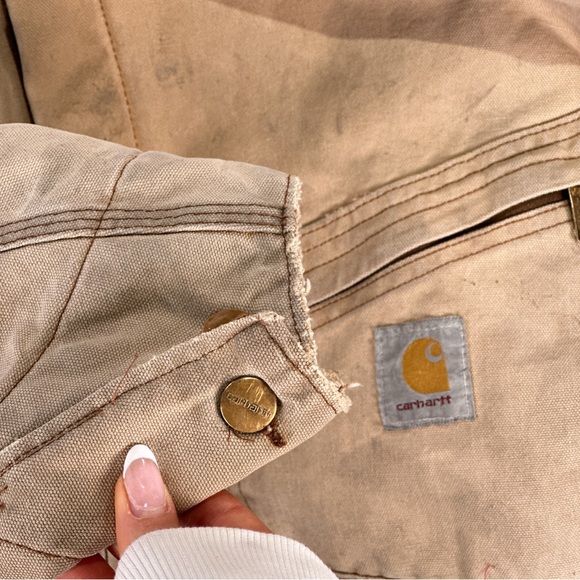 Carhartt Mens Coveralls Vintage Duck Canvas Insulated Tan 44R - Picture 9 of 16